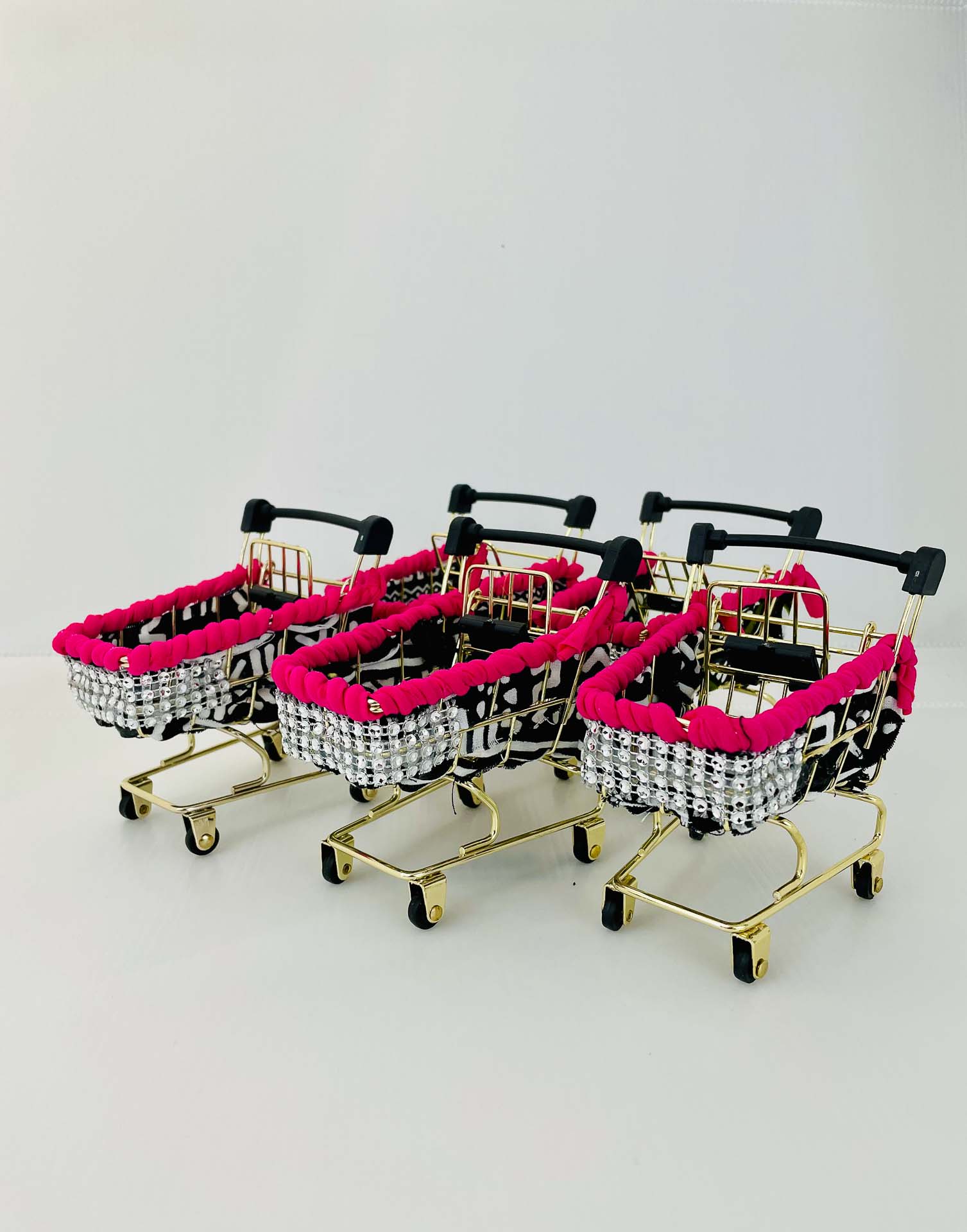 Mini Shopping Cart: Hot Pink Rhinestones